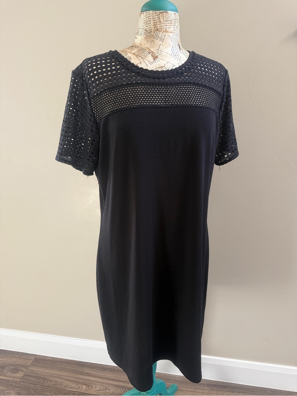Michael Kors Black Knit Yoke Shift Dress